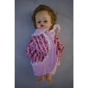 Vintage Ideal Doll with Pink and Red Coat